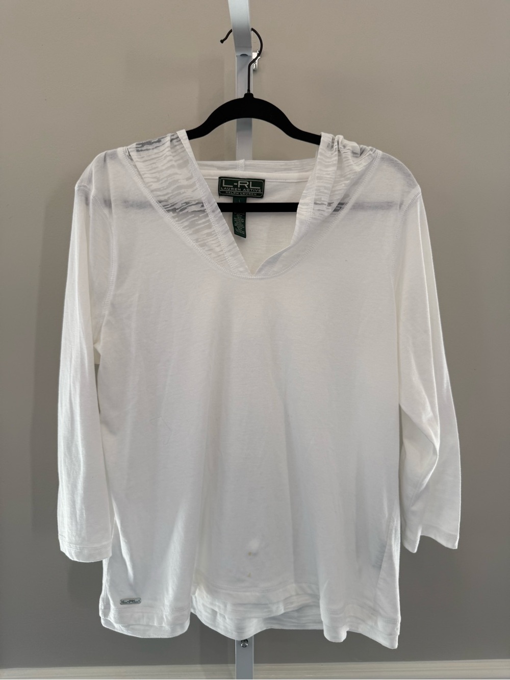 Lauren Ralph Lauren White Hooded Active Top Sz L